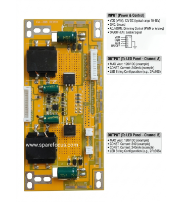 CA-388 REV01 Universal LED TV Backlight Constant Current Driver Board (Dual Transformer, 10V-28V Input)